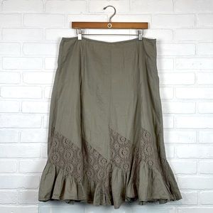 Vintage Cottagecore Floral Lace Balletcore Ruffle Hem High Rise Midi Skirt 16